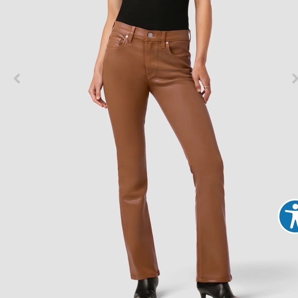Hudson Barbara High Rise Baby Bootcut Coated Jeans Size 33/16 Caramel Cafe